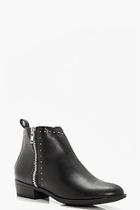 Boohoo Anna Wide Fit Pin Stud And Zip Ankle Boot