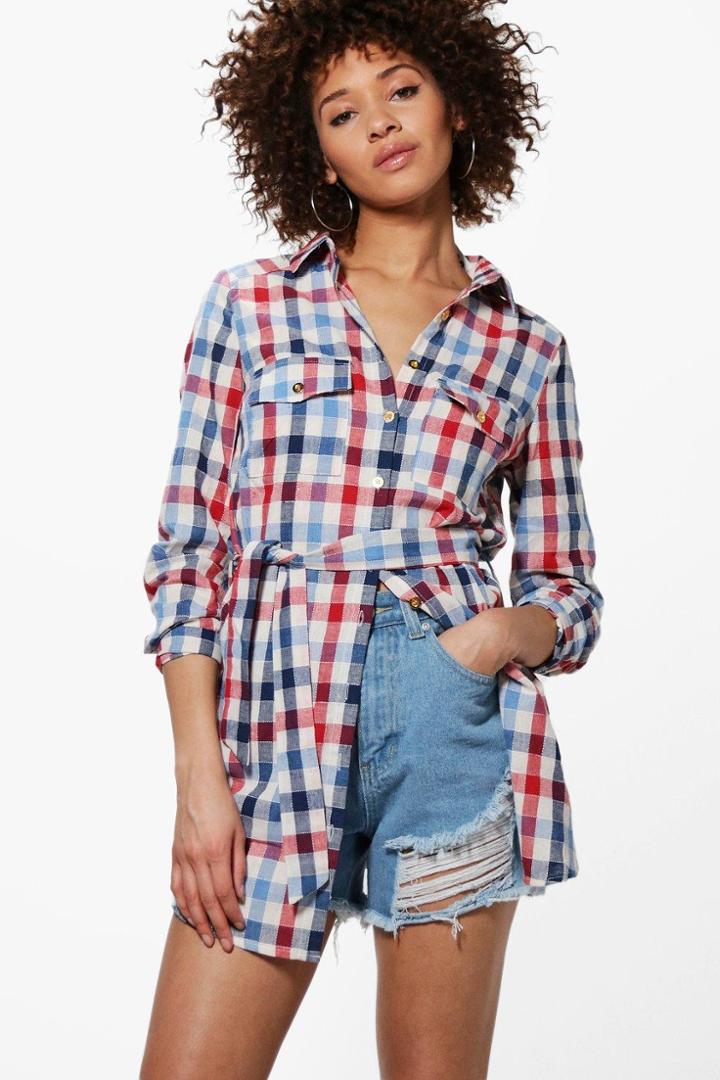 Boohoo Katrina Flannel Shirt Multi