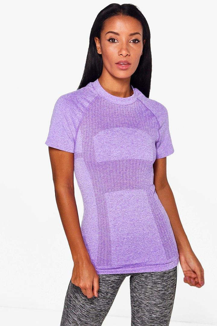 Boohoo Millie Fit Seamless Running Tee Purple