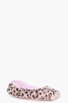 Boohoo Sarah Leopard Print Ballet Slipper Pink