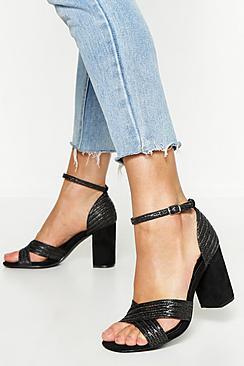 Boohoo Raffia Block Heel Sandals