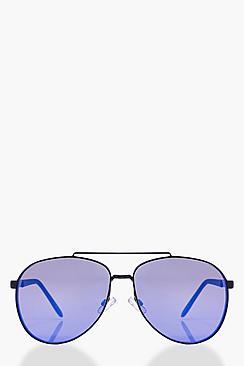 Boohoo Lucia Blue Revo Flat Lense Aviator Sunglasses