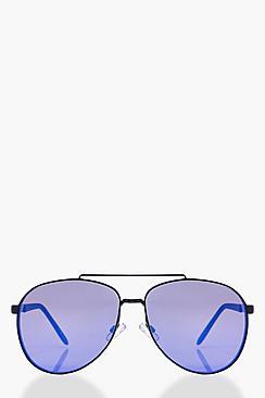 Boohoo Lucia Blue Revo Flat Lense Aviator Sunglasses