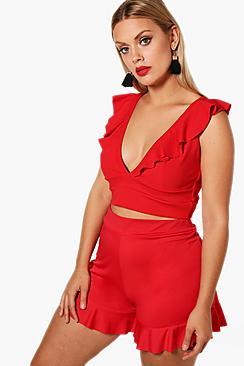 Boohoo Plus Laura Frill Crop Top