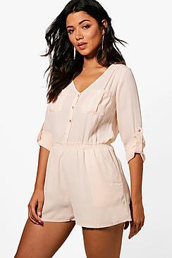 Boohoo Aubree Button Through Playsuit