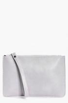 Boohoo Maria Zip Top Handstrap Clutch Bag White