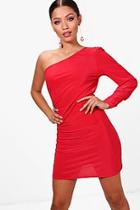 Boohoo Slinky Ruched Side Bodycon Dress