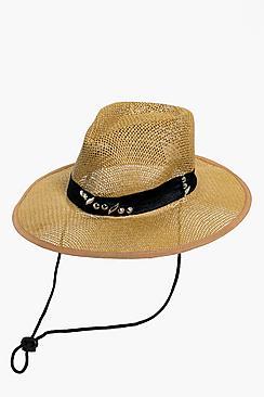 Boohoo Maisie Embellished Straw Fedora