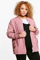 Boohoo Plus Kate Lace Up Detail Bomber Rose