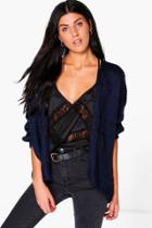 Boohoo Heidi Oversized Slouchy Soft Knit Cardigan Navy