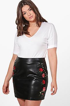 Boohoo Plus Alexis Embroidered Stud Mini Skirt