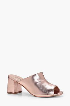Boohoo Annie Metallic Peeptoe Mule