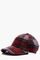 Boohoo Red Wool Check Cap