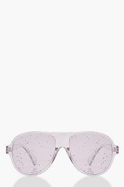 Boohoo Festival Glitter Lens Plastic Frame Aviators
