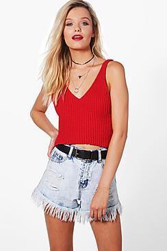 Boohoo Isla Rib Knit Crop Top