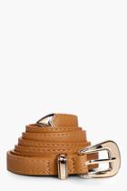 Boohoo Sarah Basic Skinny Belt Tan