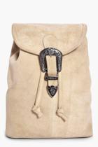 Boohoo Poppy Boutique Suede Buckle Detail Backpack Nude