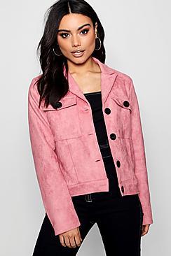 Boohoo Hallie Suedette Trucker Jacket