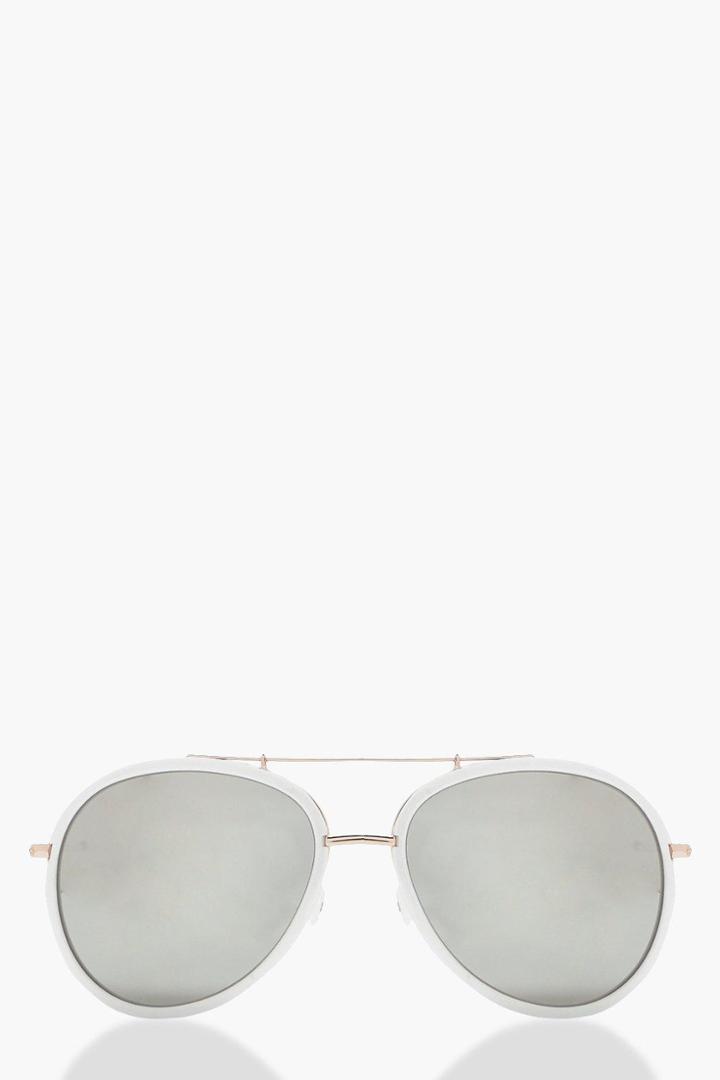 Boohoo Faith Plastic Brow Bar Aviator White