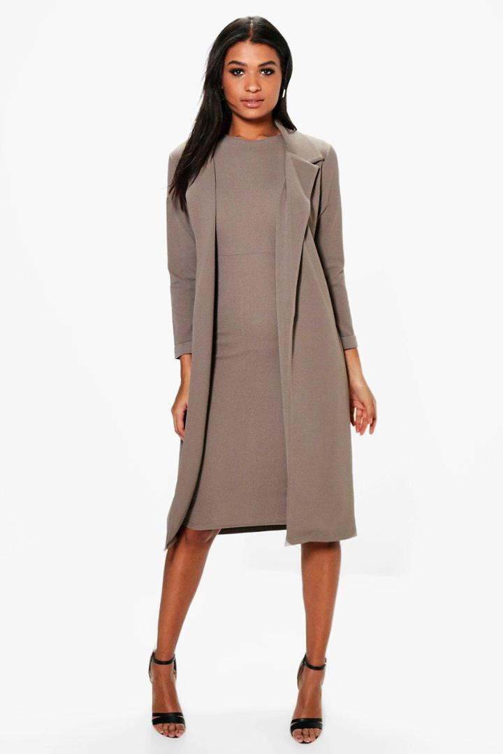 Boohoo Hollie Longline Duster Mocha