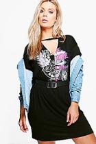 Boohoo Plus Dora Choker Band T-shirt Dress