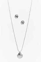 Boohoo Felicity Mermaid Shell Pendant Necklace And Earring Set