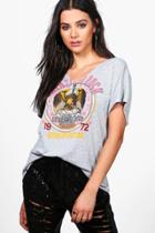 Boohoo Rebecca V Neck Knitted Band Tee Grey