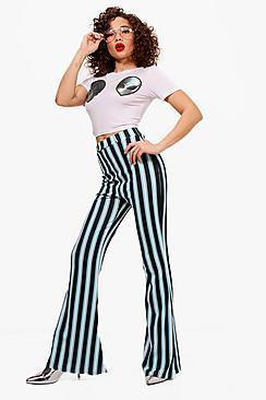 Boohoo Isabella Crepe Stripe Wide Leg Trouser