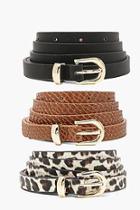 Boohoo Plus 3 Pack Hip Belts Snake & Leopard