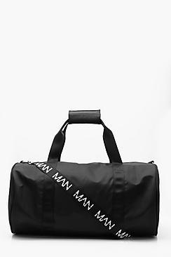Boohoo Man Tape Nylon Barrel Bag