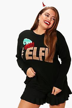 Boohoo Plus Eve Elfie Christmas Jumper