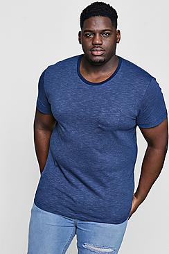 Boohoo Big And Tall Crew Neck T-shirt With Fine Stripe