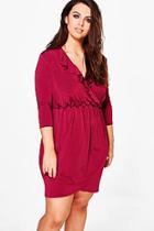 Boohoo Plus Sophie Ruffle Front Wrap Dress