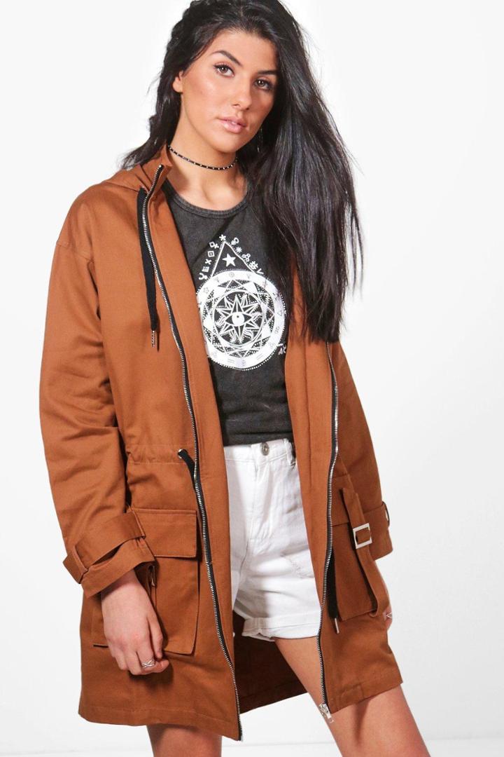 Boohoo Livia Oversized Utility Jacket Spice