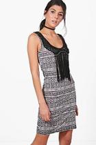 Boohoo Faye Mono Crochet Tassle Bodycon Dress