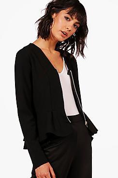 Boohoo Katie Zip Up Peplum Jacket