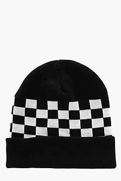 Boohoo Checkerboard Beanie