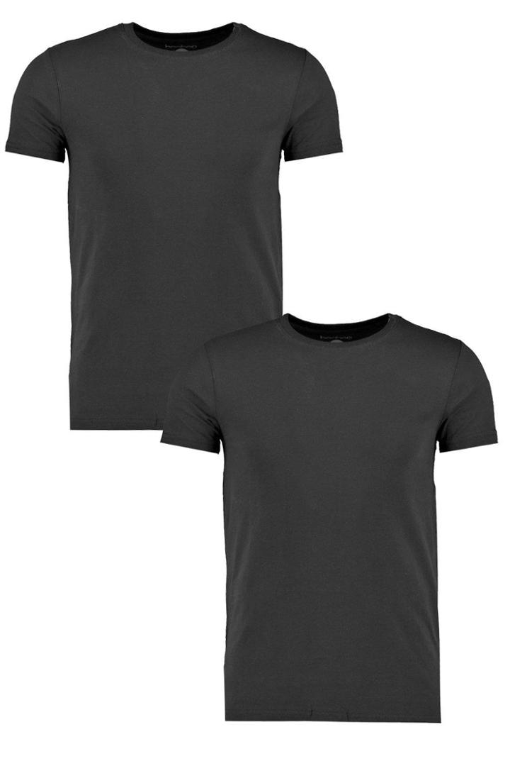 Boohoo 2 Pack Crew Neck T Shirt Black