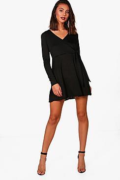 Boohoo Rosie Wrap Over Tie Waist Knitted Jumpsuit