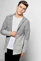 Boohoo Grey Ombre Knit Open Hooded Cardigan