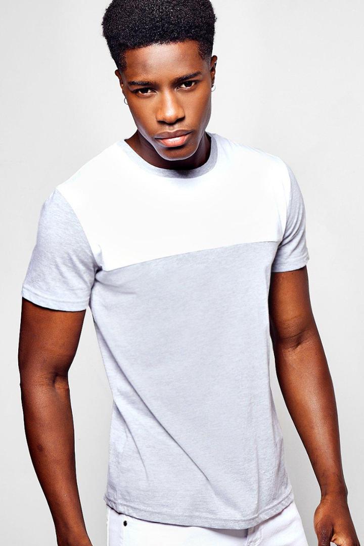 Boohoo Colour Block T Shirt Grey