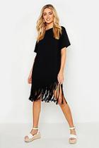 Boohoo Tassel Hem T Shirt Dress