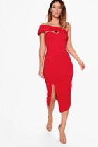 Boohoo Kaylee Shoulder Strap Detail Midi Dress Red