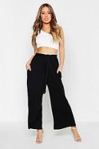 Boohoo Petite Knitted Tie Waisted Trousers