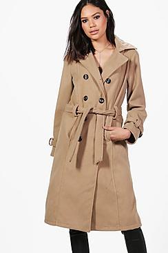 Boohoo Elizabeth Double Breasted Belted Wool Coat
