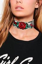 Boohoo Mollie Floral Embroidered Faux Snake Choker