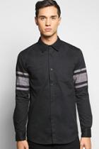 Boohoo Sleeve Striped Cotton Twill Shirt Black