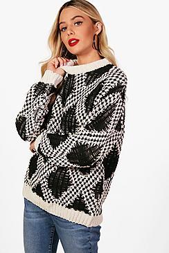 Boohoo Silvia Chunky Knit Patterned Sweater