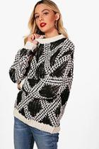Boohoo Silvia Chunky Knit Patterned Sweater