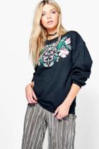 Boohoo Sassy Printed Sweatshirt Black